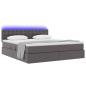 Preview: Bett mit Stauraum und LED mit LED Grau 180 x 200 cm Kunstleder