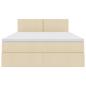 Preview: Bett mit LED-Lichtleisten mit Kopfteil Creme 140 x 200 cm Stoff