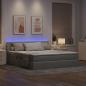 Preview: LED-Speicherbett mit Matratze Hellgrau 180 x 200 cm Stoff