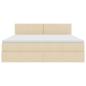 Preview: Bett mit LED-Lichtleisten mit Kopfteil Creme 180 x 200 cm Stoff