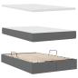 Preview: ARDEBO.de - Bett mit LED-Lichtleisten Dunkelgrau 120 x 200 cm Stoff