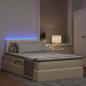 Preview: Bett mit LED-Lichtleisten mit Kopfteil Creme 120 x 200 cm Stoff