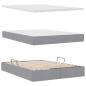 Preview: Bett mit LED-Lichtleisten Hellgrau 140 x 190 cm Stoff