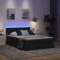 Preview: Bett mit LED-Lichtleisten Schwarz 140 x 190 cm Stoff