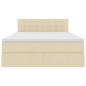 Preview: Bett mit LED-Lichtleisten mit Kopfteil Creme 140 x 200 cm Stoff