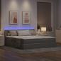 Preview: Bett mit LED-Lichtleisten mit Kopfteil Taupe 180 x 200 cm Stoff