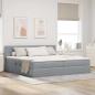 Preview: ARDEBO.de - LED-Speicherbett mit Matratze Hellgrau 200 x 200 cm Stoff