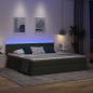 Preview: Bett mit LED-Lichtleisten Dunkelgrau 200 x 200 cm Stoff
