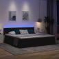 Preview: Bett mit LED-Lichtleisten Schwarz 200 x 200 cm Stoff