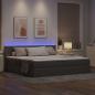 Preview: Bett mit LED-Lichtleisten mit Kopfteil Taupe 200 x 200 cm Stoff