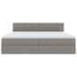 Preview: Bett mit LED-Lichtleisten mit Kopfteil Taupe 200 x 200 cm Stoff