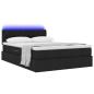 Preview: ARDEBO.de - Bett mit LED-Lichtleisten Schwarz 140 x 190 cm Stoff