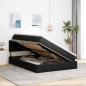 Preview: Bett mit LED-Lichtleisten Schwarz 140 x 190 cm Stoff