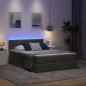 Preview: Bett mit LED-Lichtleisten Dunkelgrau 140 x 200 cm Stoff