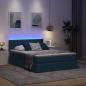 Preview: Bett mit LED-Lichtleisten mit Kopfteil Blau 140 x 200 cm Stoff