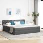 Preview: ARDEBO.de - Bett mit LED-Lichtleisten Dunkelgrau 200 x 200 cm Stoff