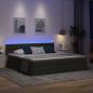 Preview: Bett mit LED-Lichtleisten Dunkelgrau 200 x 200 cm Stoff