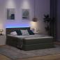 Preview: Bett mit LED-Lichtleisten Dunkelgrau 140 x 200 cm Stoff