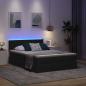 Preview: Bett mit LED-Lichtleisten Schwarz 140 x 200 cm Stoff