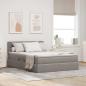 Preview: ARDEBO.de - LED-Speicherbett mit Matratze Taupe 140 x 200 cm Stoff