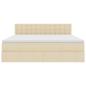 Preview: Bett mit LED-Lichtleisten mit Kopfteil Creme 180 x 200 cm Stoff