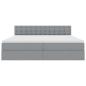 Preview: ARDEBO.de - Bett mit LED-Lichtleisten Hellgrau 200 x 200 cm Stoff