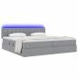 Preview: LED-Speicherbett mit Matratze Hellgrau 200 x 200 cm Stoff