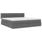 Preview: Bett mit LED-Lichtleisten Dunkelgrau 200 x 200 cm Stoff
