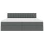 Preview: Bett mit LED-Lichtleisten Dunkelgrau 200 x 200 cm Stoff