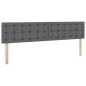 Preview: Bett mit LED-Lichtleisten Dunkelgrau 200 x 200 cm Stoff