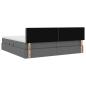 Preview: Bett mit LED-Lichtleisten Dunkelgrau 200 x 200 cm Stoff