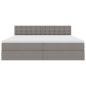 Preview: Bett mit LED-Lichtleisten mit Kopfteil Taupe 200 x 200 cm Stoff