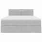 Preview: Bett mit LED-Lichtleisten Hellgrau 140 x 190 cm Samt