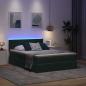 Preview: Bett mit LED-Lichtleisten Dunkelgrün 140 x 190 cm Samt