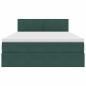 Preview: Bett mit LED-Lichtleisten Dunkelgrün 140 x 190 cm Samt