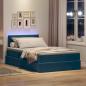 Preview: ARDEBO.de - Bett mit LED-Lichtleisten Dunkelblau 120 x 200 cm Samt