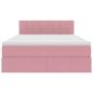 Preview: Bett mit LED-Lichtleisten mit Kopfteil Rosa 140 x 200 cm Samt
