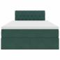 Preview: Bett mit LED-Lichtleisten Dunkelgrün 120 x 200 cm Samt