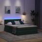 Preview: LED-Speicherbett mit Matratze Dunkelgrün 140 x 200 cm Samt