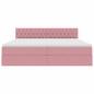 Preview: Bett mit LED-Lichtleisten mit Kopfteil Rosa 200 x 200 cm Samt