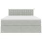 Preview: Bett mit LED-Lichtleisten Hellgrau 140 x 190 cm Samt
