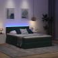 Preview: Bett mit LED-Lichtleisten Dunkelgrün 140 x 190 cm Samt