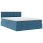 Preview: Bett mit LED-Lichtleisten Dunkelblau 140 x 200 cm Samt