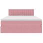 Preview: Bett mit LED-Lichtleisten mit Kopfteil Rosa 140 x 200 cm Samt