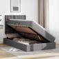 Preview: Bett mit LED-Lichtleisten mit Kopfteil Grau 120 x 200 cm PVC