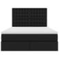 Preview: Bett mit LED-Lichtleisten mit Kopfteil Schwarz 140 x 190 cm PVC