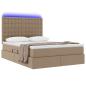 Preview: Bett mit LED-Lichtleisten Cappuccino 140 x 190 cm PVC