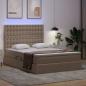 Preview: Bett mit LED-Lichtleisten Cappuccino 140 x 200 cm PVC