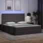 Preview: Bett mit LED-Lichtleisten mit Kopfteil Grau 180 x 200 cm PVC