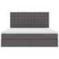 Preview: Bett mit LED-Lichtleisten mit Kopfteil Grau 180 x 200 cm PVC